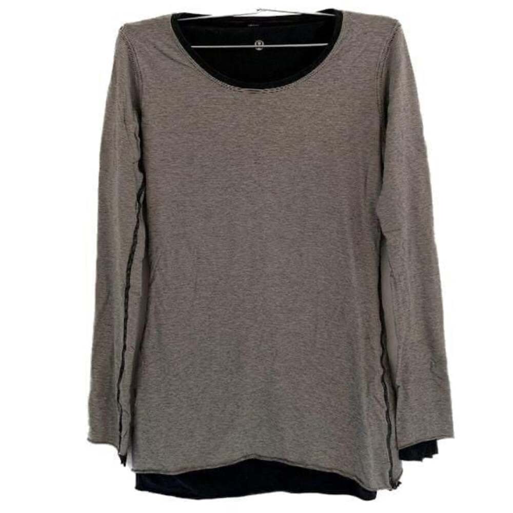 Size 8 Lululemon Long Sleeve Black and White Stripe Top Reversible To Solid Blac